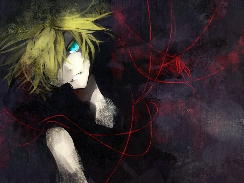 Blonde Anime Character — Black, Dramatic, Digital Art
