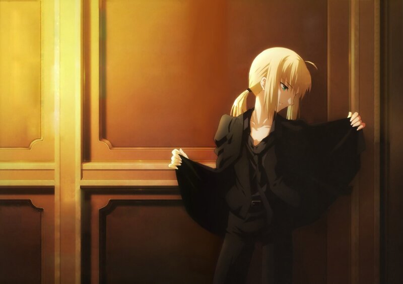 Blonde Anime Character — Black, Dramatic, Door