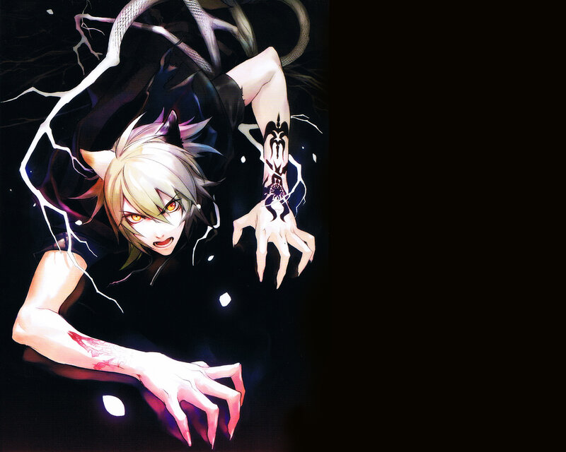 Blonde Anime Character — Black, Dramatic, Night, Cat Ears