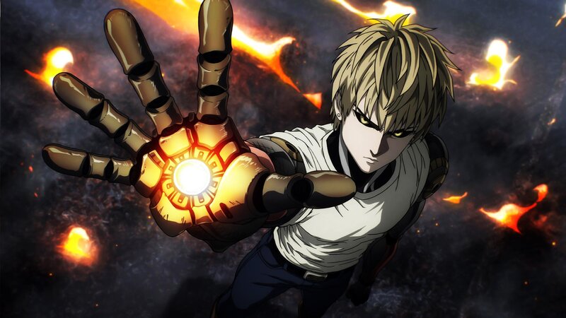 Blonde Anime Character — Black, Dramatic, Robotic Hand