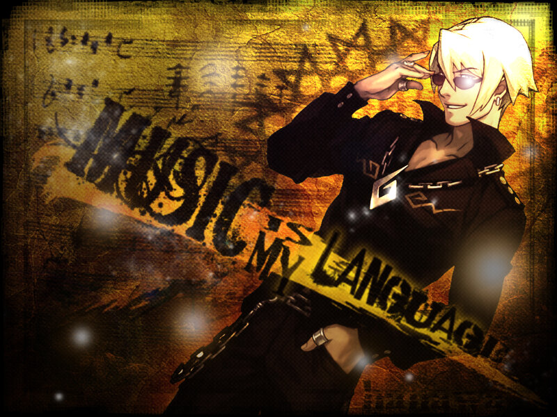 Blonde Anime Character — Black, Dramatic, Sunglasses, Chains