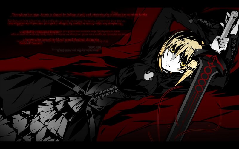Blonde Anime Character — Black, Dramatic, Sword, Black Cloak