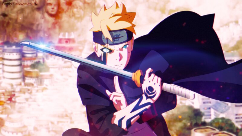 Blonde Anime Character — Black, Dramatic, Sword, Cloak