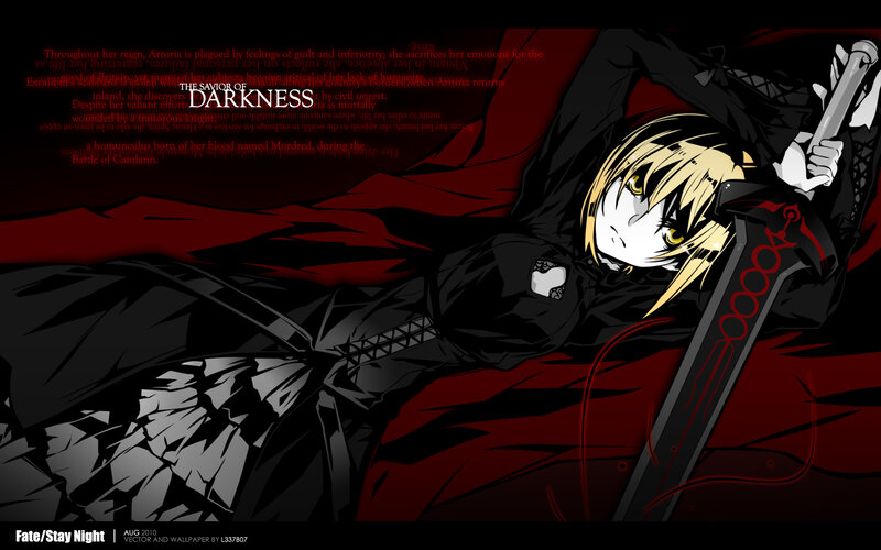 Blonde Anime Character — Black, Dramatic, Sword