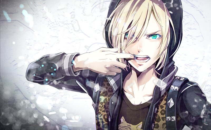Blonde Anime Character — Black, Dramatic, Winter