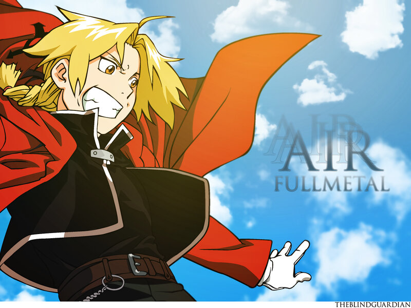Blonde Anime Character — Blue, Dramatic, Afternoon, Red Coat