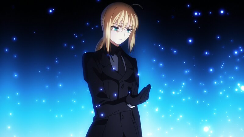 Blonde Anime Character — Blue, Dramatic, Night, Stars, Suit
