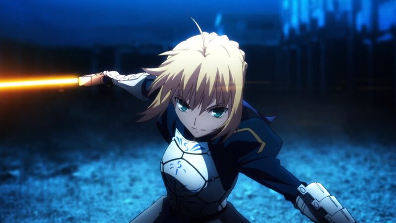 Blonde Anime Character — Blue, Dramatic, Night, Sword, Armor
