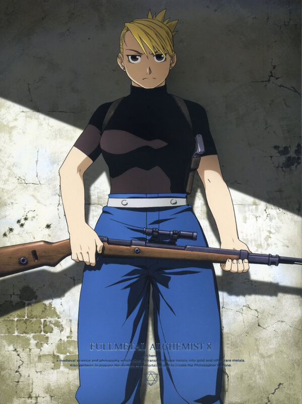 Blonde Anime Character — Blue, Dramatic, Rifle