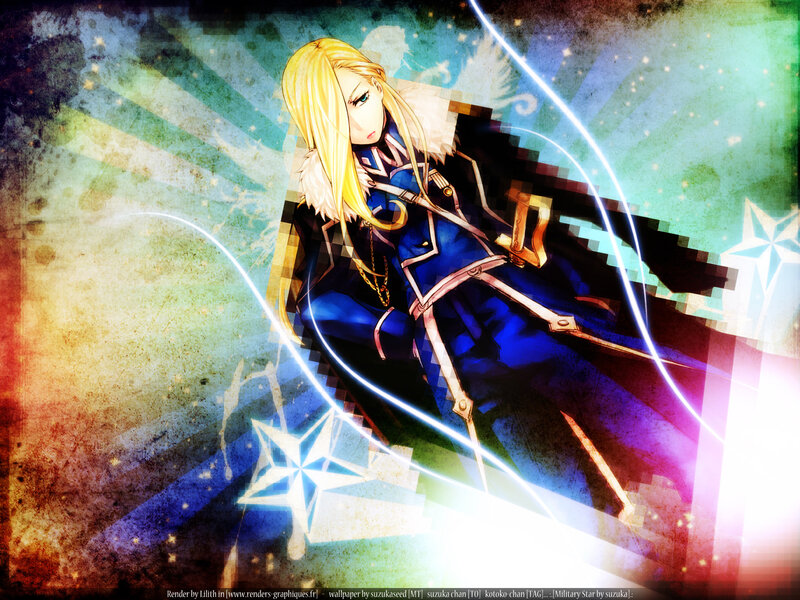 Blonde Anime Character — Blue, Dramatic, Sword, Stars