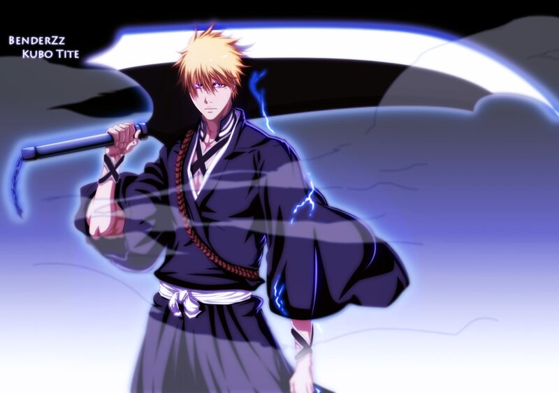 Blonde Anime Character — Blue, Dramatic, Sword
