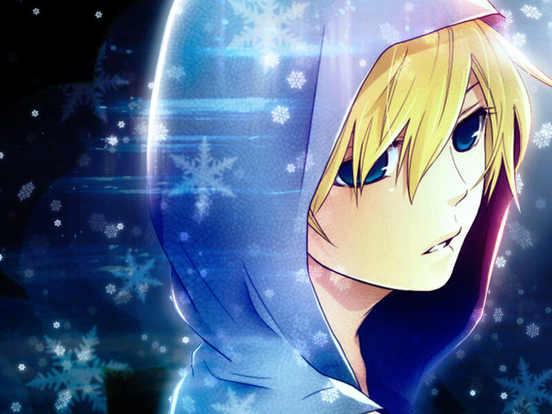 Blonde Anime Character — Blue, Dramatic, Winter