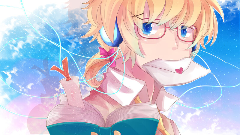 Blonde Anime Character — Blue, Dreamy, Book