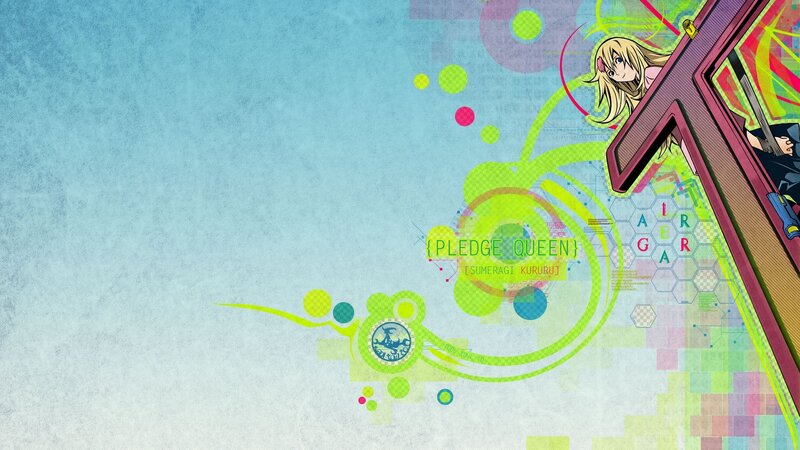 Blonde Anime Character — Blue, Dynamic, Text, Cross