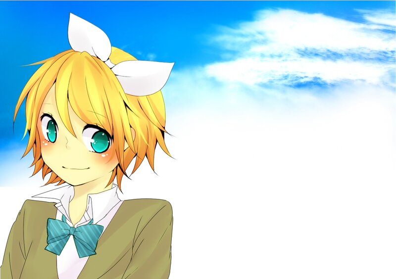 Blonde Anime Character — Blue, Serene, Afternoon, White Bow