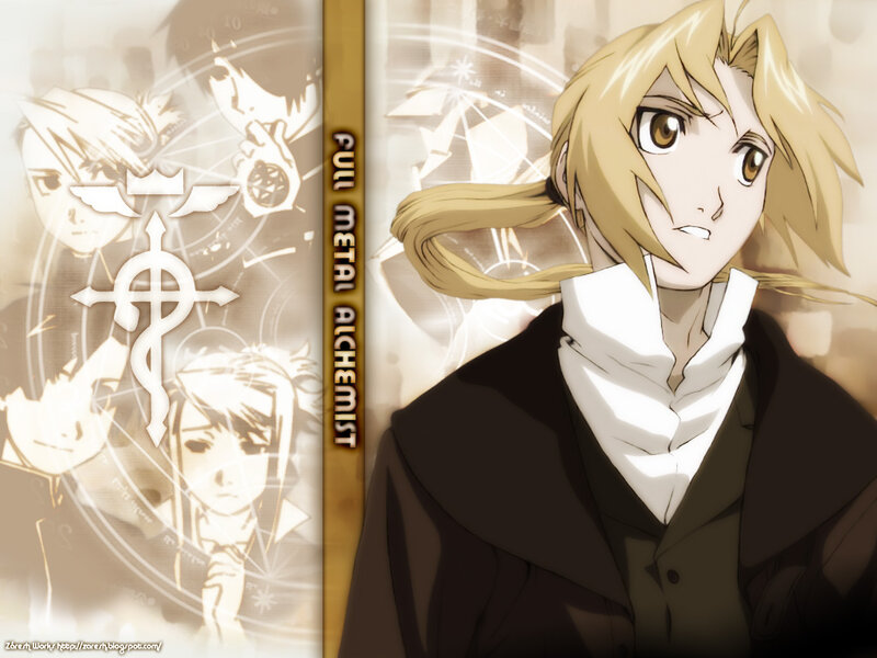 Blonde Anime Character — Brown, Dramatic, Alchemical Symbol