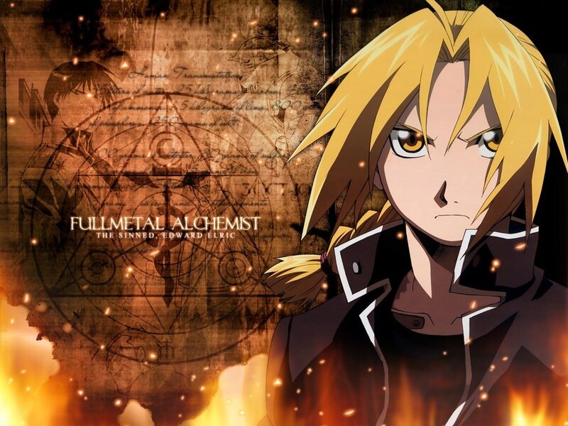 Blonde Anime Character — Brown, Dramatic, Flames