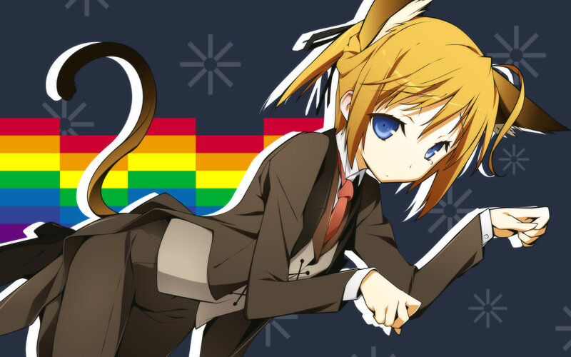 Blonde Anime Character — Brown, Playful