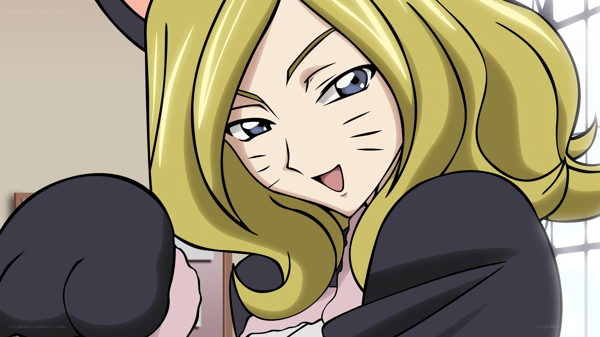 blonde anime character close-up