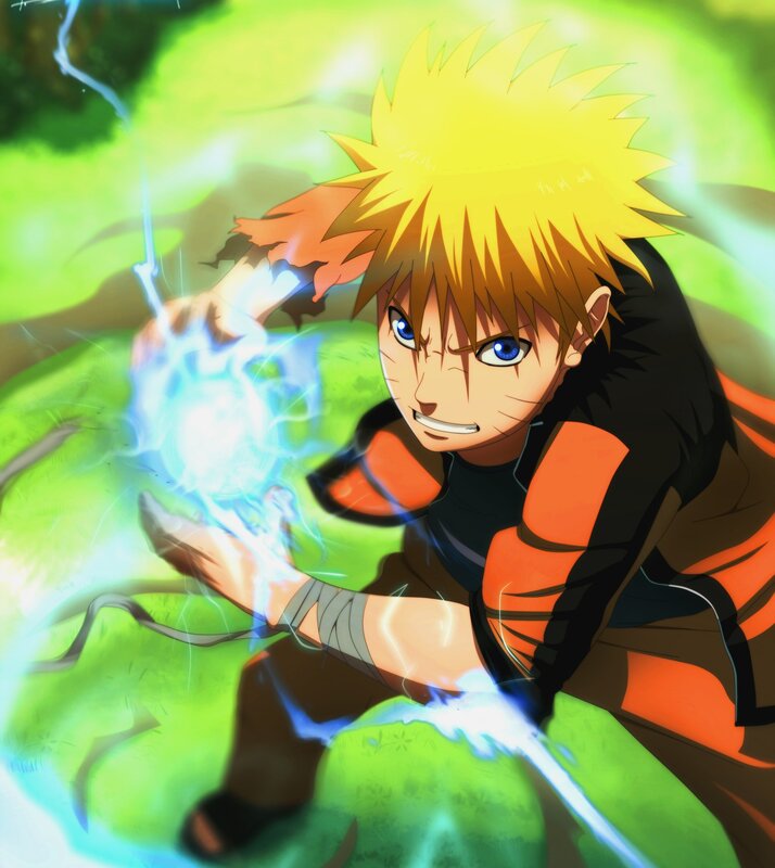 Blonde Anime Character — Green, Energetic, Energy Ball