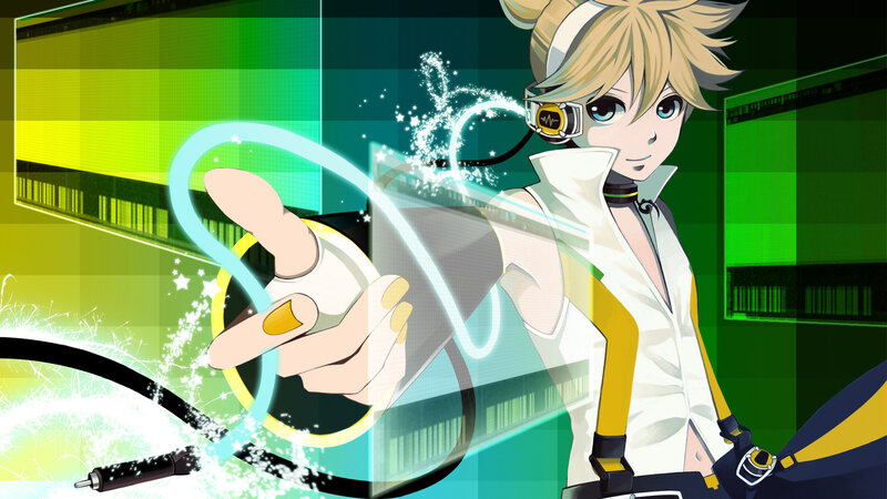 Blonde Anime Character — Green, Energetic, Headphones