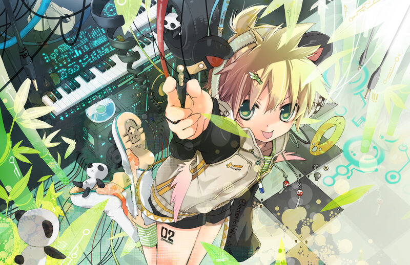 Blonde Anime Character — Green, Energetic