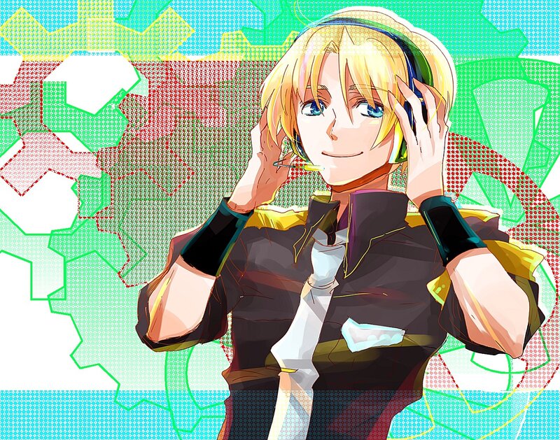 Blonde Anime Character — Green, Playful