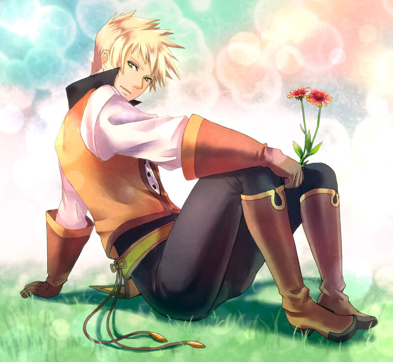 Blonde Anime Character — Green, Serene, Afternoon