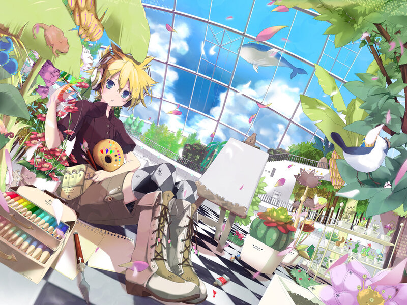 Blonde Anime Character — Green, Serene