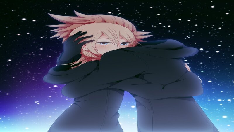 Blonde Anime Character Hugging