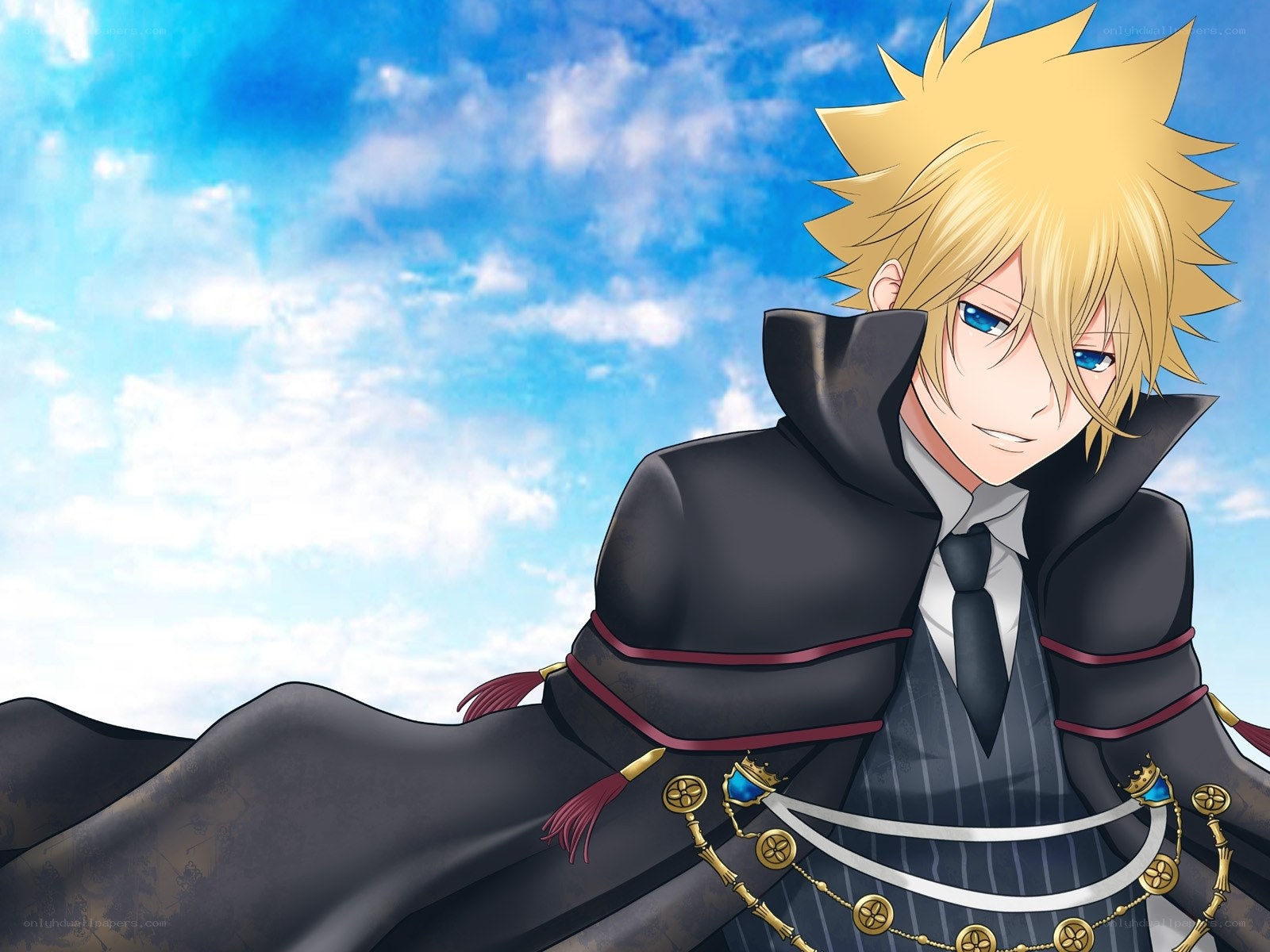 blonde anime character in cloak