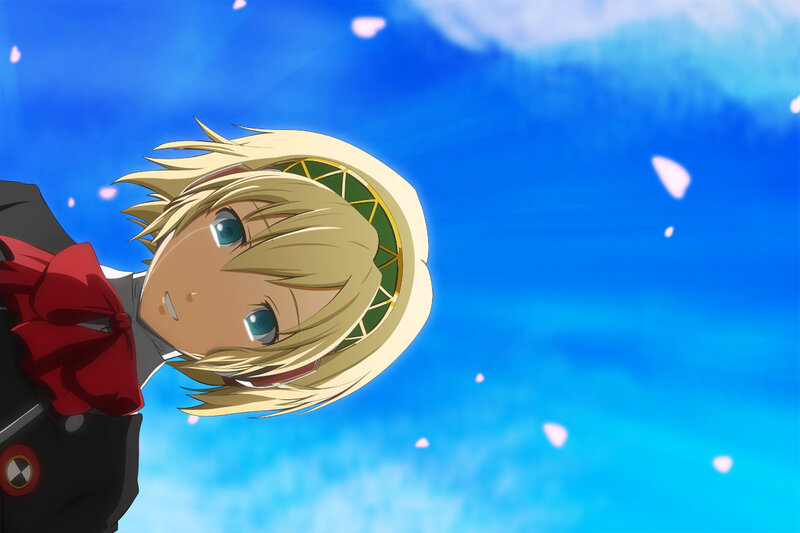 blonde anime character in sky