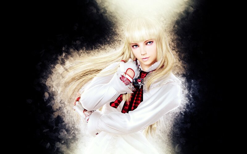 blonde anime character in white dress
