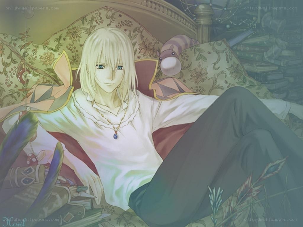 Blonde anime character on a couch