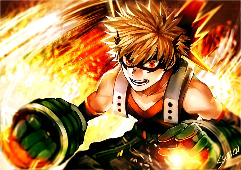 Blonde Anime Character — Orange, Dramatic, Fire, Explosion