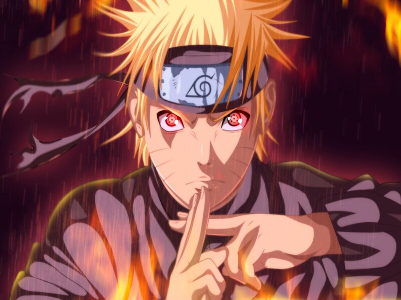 Blonde Anime Character — Orange, Dramatic, Red Eyes