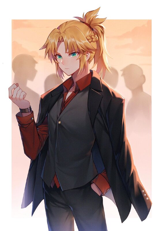Blonde Anime Character — Orange, Dramatic, Sunset, Silhouettes