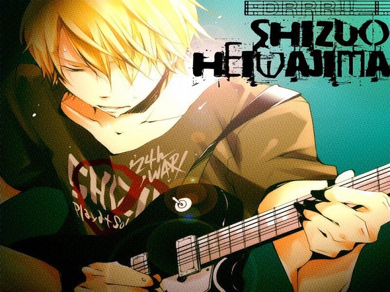 Blonde Anime Character Playing Guitar — Yellow