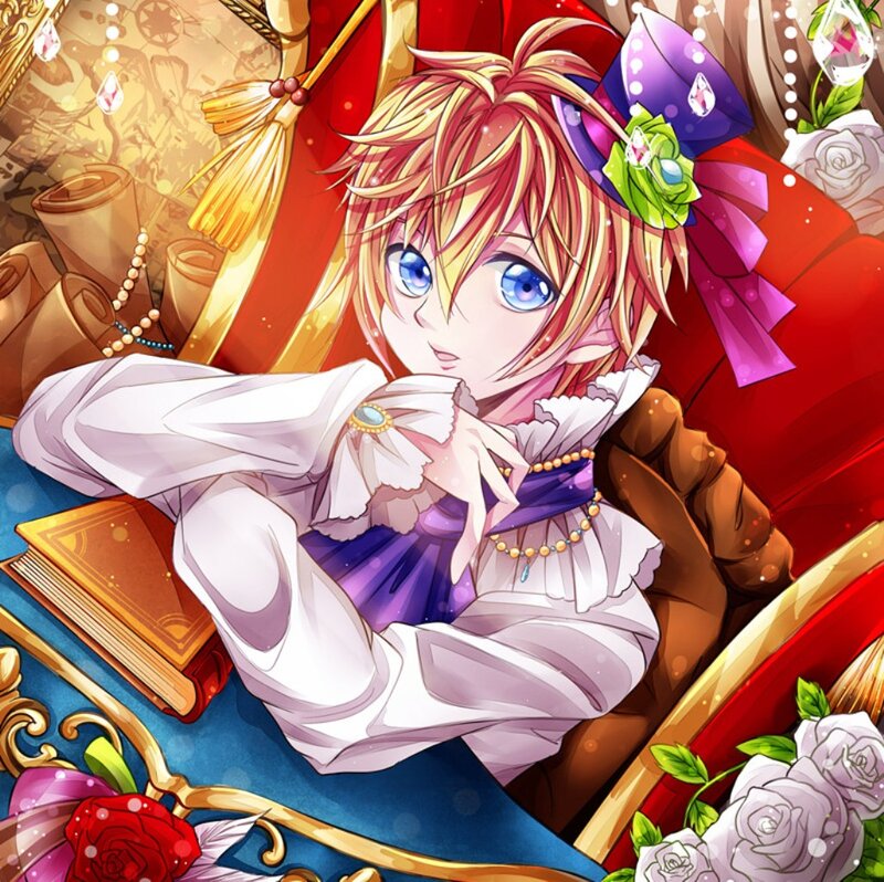 Blonde Anime Character — Purple, Dramatic, Book