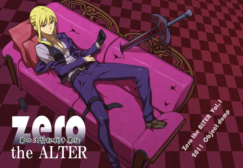 Blonde Anime Character — Purple, Dramatic, Couch