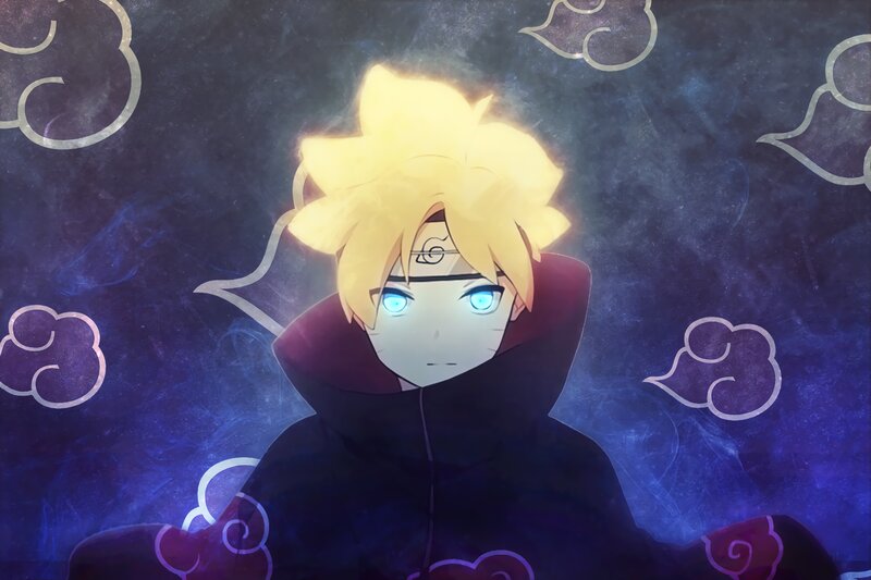 Blonde Anime Character — Purple, Dramatic, Night, Blue Eyes