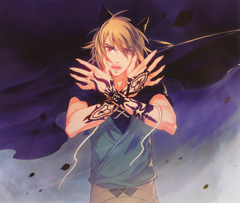 Blonde Anime Character — Purple, Dramatic, Night, Cat Ears, Cape