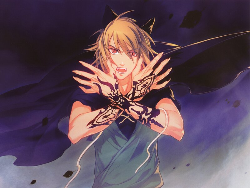Blonde Anime Character — Purple, Dramatic, Night, Cat Ears