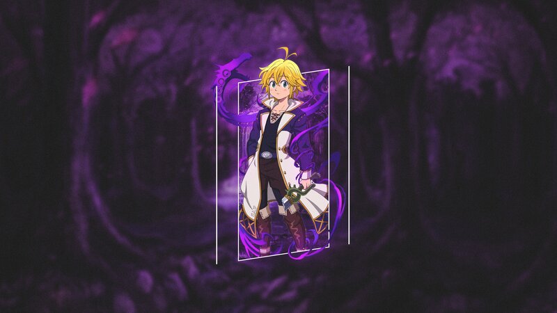 Blonde Anime Character — Purple, Dramatic, Night, Sword