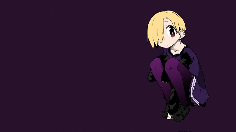 Blonde Anime Character — Purple, Dramatic, Purple Outfit
