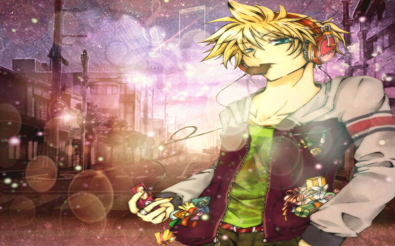 Blonde Anime Character — Purple, Dreamy, Night
