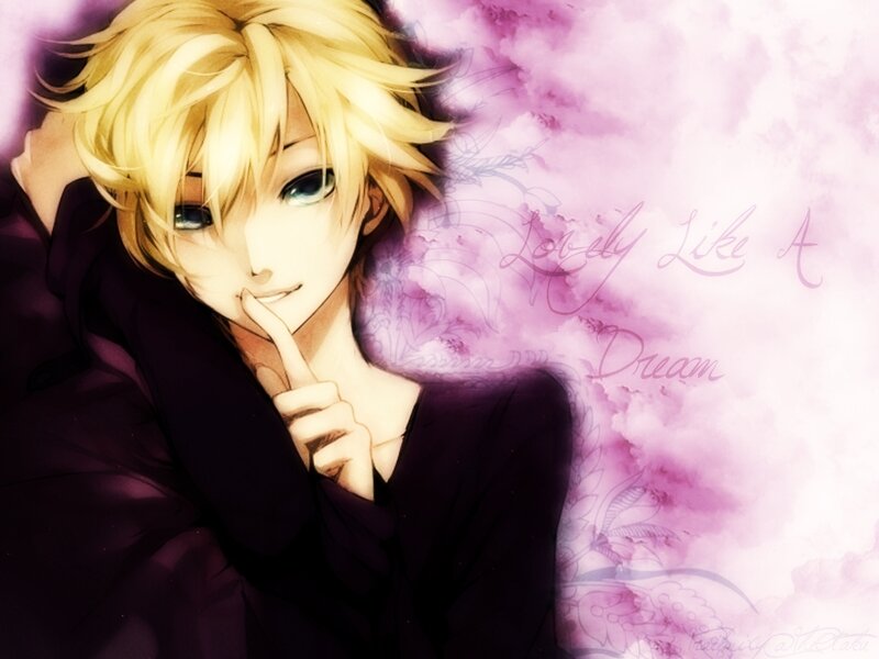 Blonde Anime Character — Purple, Dreamy, Purple Background