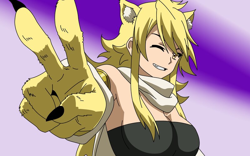 Blonde Anime Character — Purple, Playful, Fox Ears