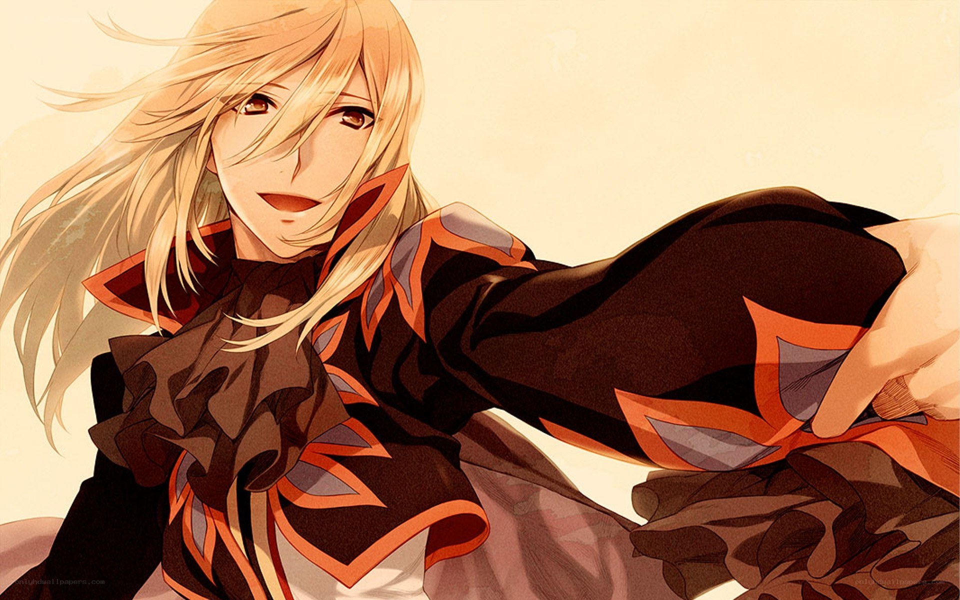 blonde anime character reaching out