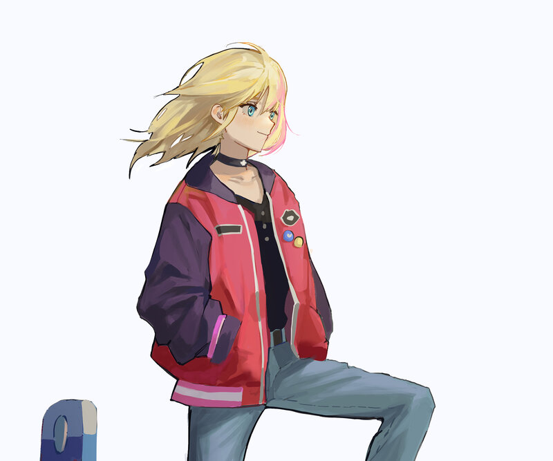 Blonde Anime Character — Red, Calm